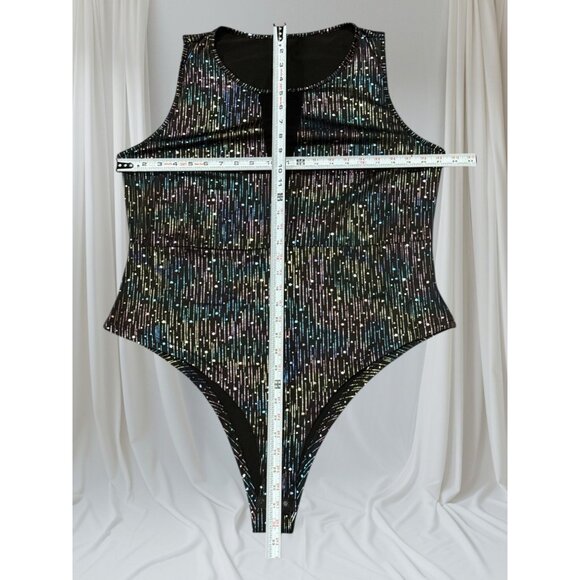NEW Shein Plus Size 3XL Woman Curve Black Glitter Summer Beach Sexy Bodysuit - Picture 4 of 6